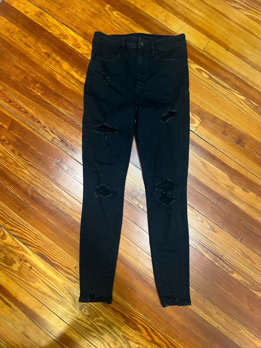 American Eagle Black Distressed Skinny Jeans